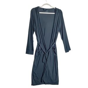 MeUndies Women Black Hooded Robe MicroModal Wrap Loungewear XL/2XL